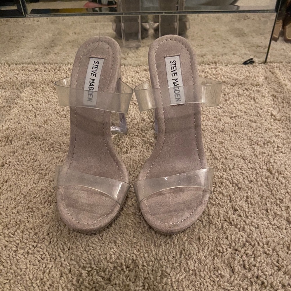 Steve Madden glossy clear heel